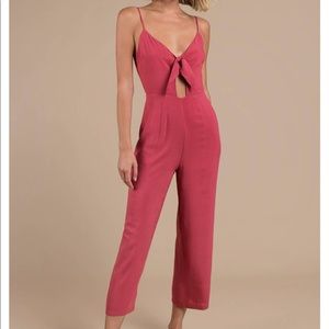 TOBI RENEGADE BERRY TIE-FRONT JUMPSUIT